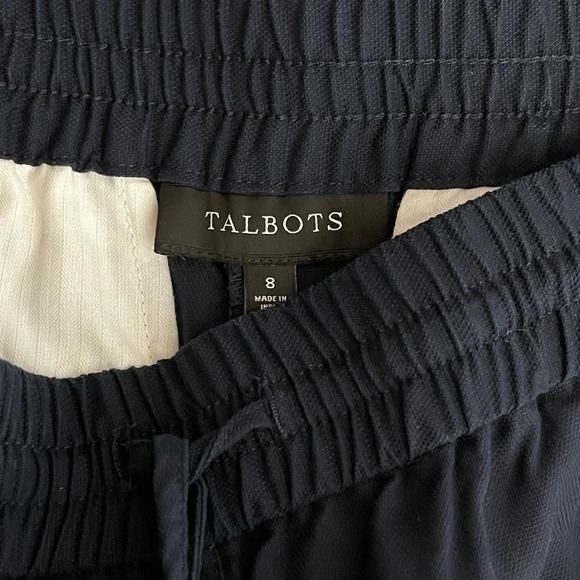 Talbots | Easy Drawstring Tencel Pants Pull On Slash Pockets Navy-Like New - Picture 6 of 7